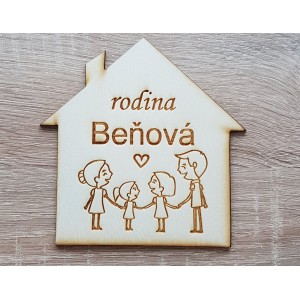 Wooden name tag FAMILY width 30cm-3 pcs of hearts | LYMFY.sk | Name tags for doors