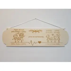 Wooden board story family width 55cm 2
