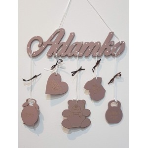 5 závesných doplnkov s menom Jazmínka a zvieratko macko 2