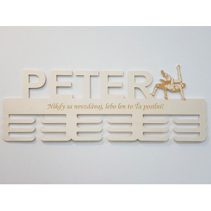 Wooden medal holder with name and laser-engraved text 55cm wrestling 2