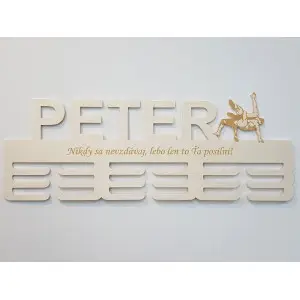 Wooden medal holder with name and laser-engraved text 55cm wrestling 2