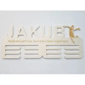 Wooden medal holder with name and laser text 55cm 2