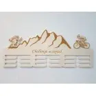 Wooden medal holder complicated design with laser engraving 55cm cycling and hiking