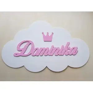 Namensschild auf Wolke mit Geburtsdaten 2