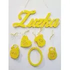 5 hanging decorations wooden name-oval