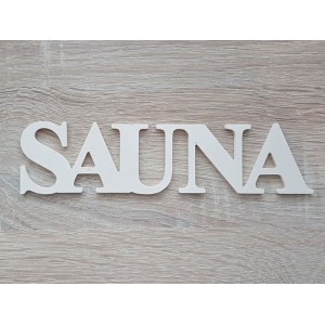 Die Inschrift Sauna 20cm gefräst 2