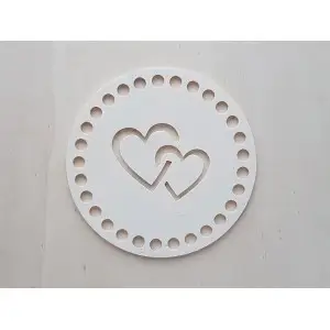 Wooden bottom circle 15cm hearts