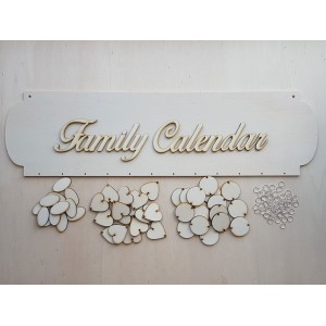 Dřevěný rodinný kalendář typ B s nápisem "Family Calendar" | LYMFY.sk | Sety rodinných kalendářů