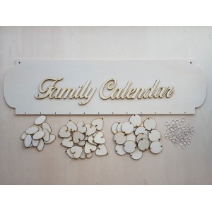 Holz-Familienkalender Typ A mit der Aufschrift "Family Calendar" DE