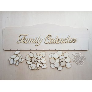 Wooden family calendar type B with the inscription "Family Calendar"
