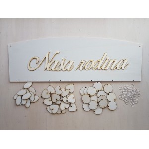 Holz Familienkalender Typ C mit der Aufschrift "Unsere Familie"