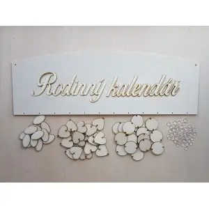 Wooden family calendar type C with the inscription "Family Calendar" CZ