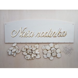 Holz-Familienkalender Typ C mit der Aufschrift "Unsere Familie"