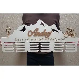 80cm wooden medal hanger with laser engraving and the name - Andrej