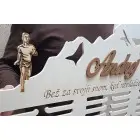 80cm drevený vešiak na medaile s laserovaním a menom - Andrej