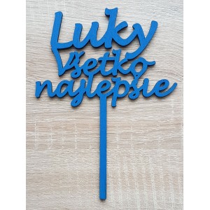 Drevený zapich na mieru s menom šírka 15cm maľovaný - modrá | LYMFY.sk | Zápichy maľované