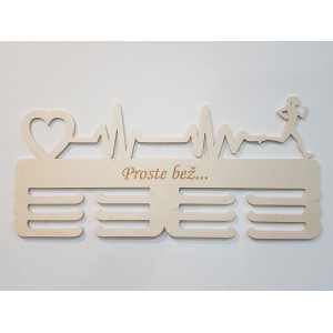 Holzmedaillenhalter mit gelasertem Text 45 cm Herzschlagimpuls 2