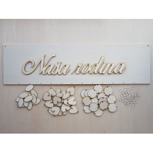 Holz-Familienkalender Typ D mit der Aufschrift "Unsere Familie"