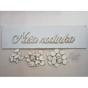 Wooden family calendar type D with the inscription "Our little family"