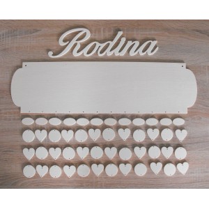 Holz Familienkalender mit klaren Kanten Typ A mit dem Schriftzug "Familie"