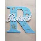 Drevené písmeno s menom a údajmi cca 30cm - Roland