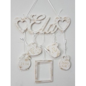 Gift for a child with name, hearts, and details + photo frame Ela