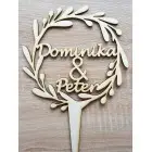 Holzhochzeitsstecker Kranz mit Namen 16cm
