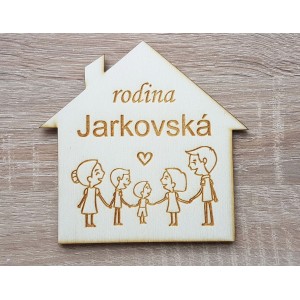 Namensschild aus Holz FAMILY Breite 30cm - 3 Herzen | LYMFY.sk | Namensschilder für Türen