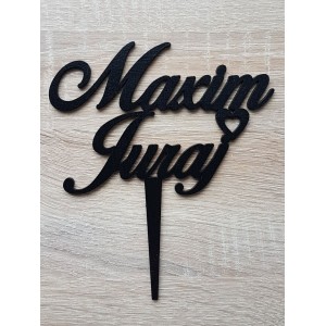 Wooden custom-made sign with 2 names width 15cm painted