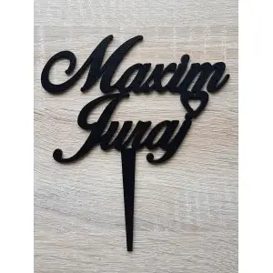 Wooden custom-made sign with 2 names width 15cm painted