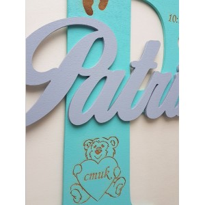 Drevené písmeno s menom a údajmi cca 30cm - Patrik 2