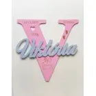 Drevené písmeno s menom a údajmi cca 30cm - Viktória