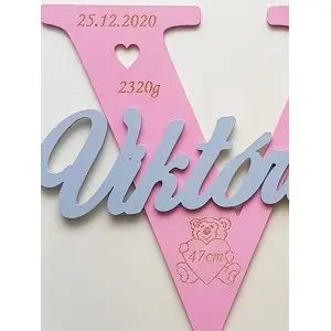 Wooden letter with name and details approximately 30cm - Victoria 2
