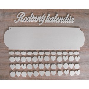 Holz-Familienkalender mit klaren Kanten Typ A mit der Aufschrift "Familienkalender"