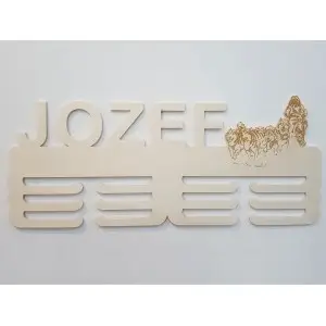 Wooden medal holder with laser engraving 45cm Mushing 2