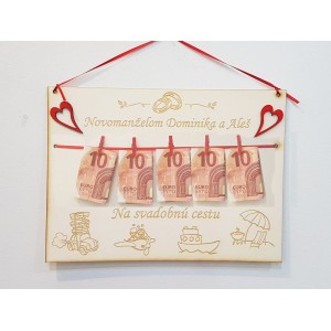 Wooden sign 30x22cm for honeymoon