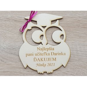 Dřevěná tabulka vysvědčení pro paní vychovatelku 17cm | LYMFY.sk | Pro paní učitelku