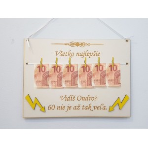 Geschenktisch 30x22cm Sieht 60 ist nicht so viel