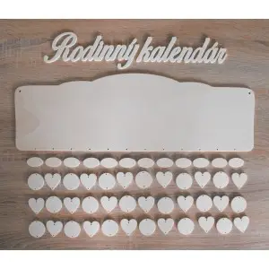 Holz Familienkalender mit klaren Kanten Typ B mit der Aufschrift "Familienkalender"