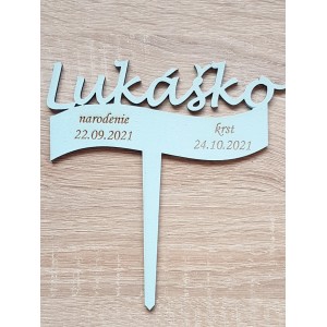 Wooden custom-made sign with the name Lukáško width 15cm painted - blue