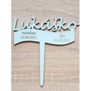 Wooden custom-made sign with the name Lukáško width 15cm painted - blue