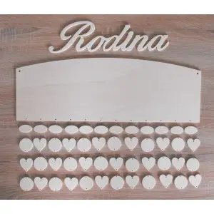 Wooden family calendar with clean edges type C with the inscription "Family"