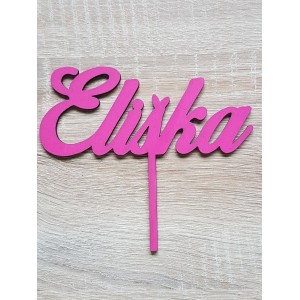 Maßgefertigter hölzerner Stecker mit dem Namen Elisabeth, Breite 15 cm, bemalt - rosa