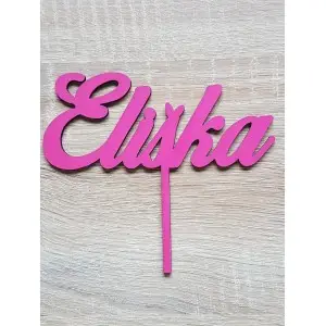 Maßgefertigter hölzerner Stecker mit dem Namen Elisabeth, Breite 15 cm, bemalt - rosa