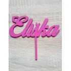 Maßgefertigter hölzerner Stecker mit dem Namen Elisabeth, Breite 15 cm, bemalt - rosa