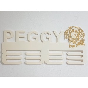 Wooden medal holder with laser engraving 45cm dog Hovawart 2