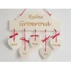 Wooden tag FAMILY width 30cm-4-5pcs of hearts