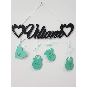 Gift for a baby boy with a name with hearts and details William