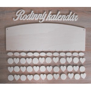 Wooden family calendar with clean edges type C with the inscription "Family Calendar"
