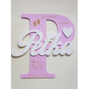 Wooden letters on the wall, height 20 cm - LILIEN - crown | LYMFY.sk | Names on the wall 30-80cm